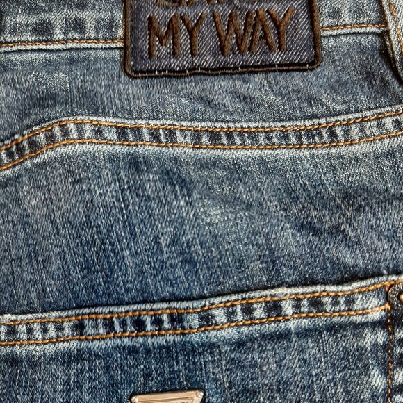 Guess Boyfriend Metallic Glitter Cropped Leg Ripped Denim Pants US26 - Picture 9 of 12